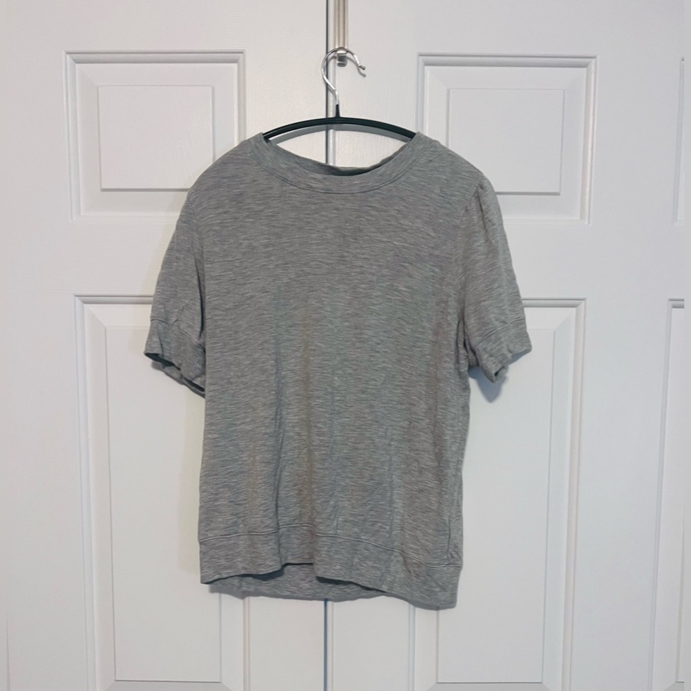 David Lerner Heather Gray Knit Top Short Sleeve Size Large